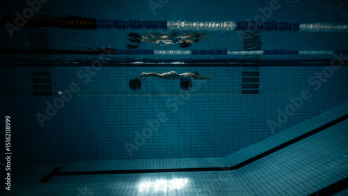 Obraz na płótnie Underwater Swimming Action in Professional Training Environment