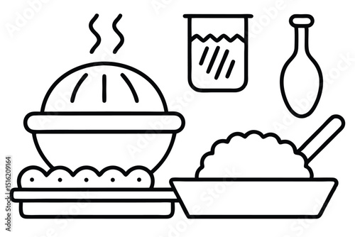 Delicious dessert and drink icons set featuring ice cream, coffee, and cake illustrations for restaurant menus