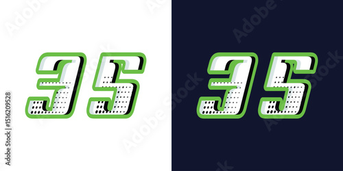 Automotive and sports number 35 racing effect vector template