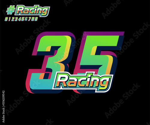 number 35 with racing text vector