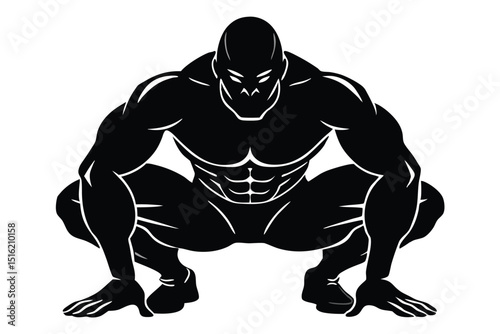 Funny cartoon vector illustration of a man in a black suit in a yoga pose