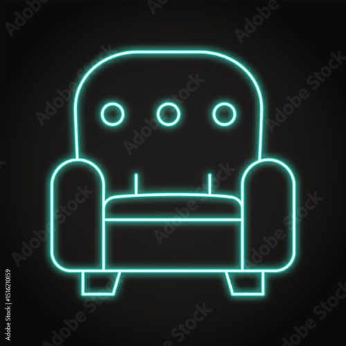 Upholstered furniture neon line icon