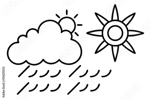 Sun and cloud weather forecast icon vector illustration symbol
