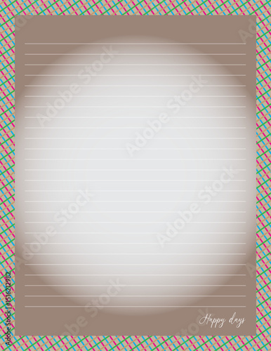 Light brown lined paper with gradient in the middle, with a red and blue diagonal line frame. This paper is suitable for writing notes or letters with a cheerful and attractive design
