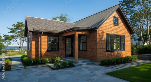 Sophisticated Coastal Cottage with Cedar Shingle Siding and Modern Design Touches