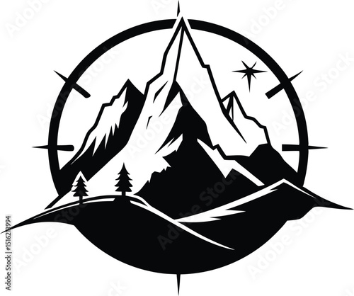 Mountain Compass Vector