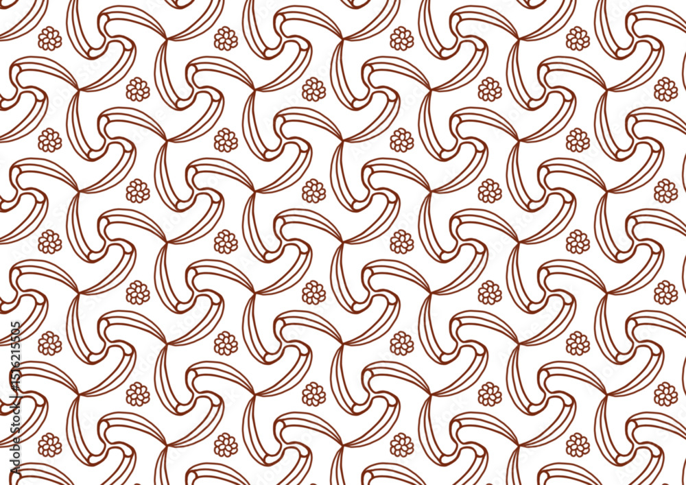Fototapeta premium Retro Brown White Swirling Seamless Pattern