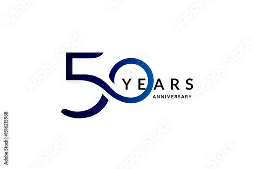 Celebrating 50 years anniversary logo design with blue and black colors on white, 50, fifty, anniversary, celebration, logo, design, template, icon, symbol, badge, label, emblem, greeting, card, invit