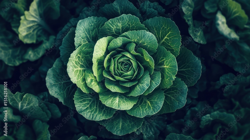 Obraz premium Close-up of vibrant green cabbage