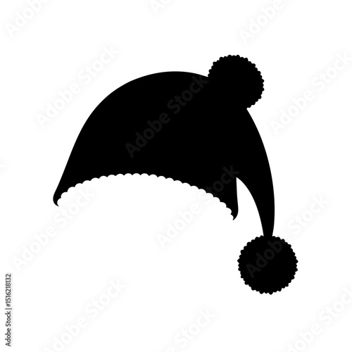 Adorable Santa Hat with White Pom Pom Illustration for Christmas Holiday