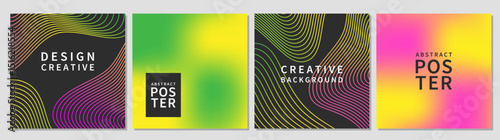 Modern abstract covers set with gradient lines, rainbow ribbons. Creative bright and juicy banners. Vector templates for celebration, ads, cover, poster, sales