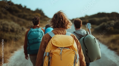 A group of friends is embarking on an adventurous hike along a scenic trail, showcasing camaraderie and the joys of outdoor exploration amidst nature.
