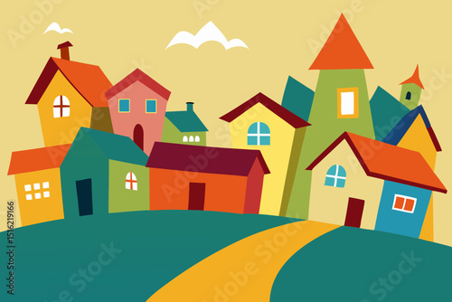 vector illustration of a village