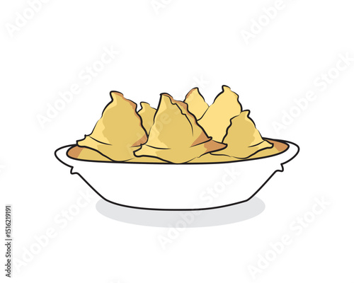 Samosa vector illustration - Samosa Plate - Indian street food