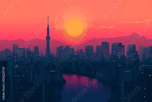 minimalist Tokyo city background wallpaper