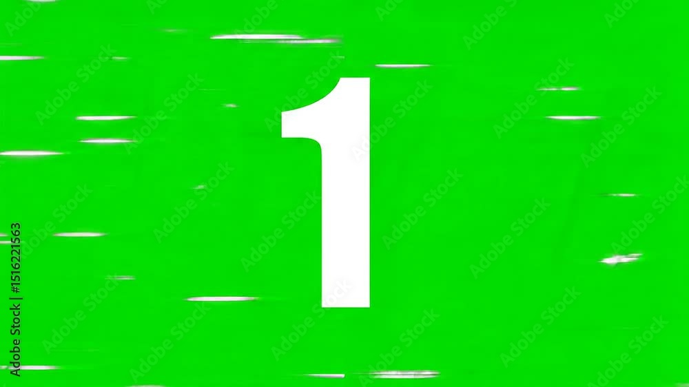 Green Screen Animation with White Number One Transition Effect for Video Editing