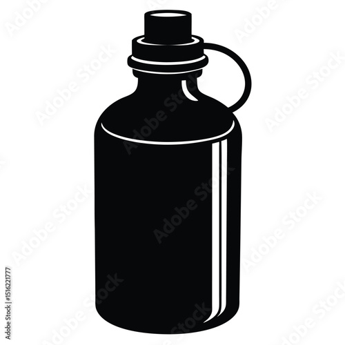black plastic bottle isolated