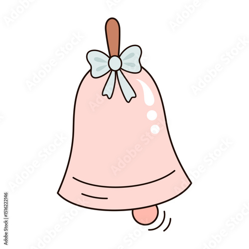 Cute school bell, bell for class, back to school, hand drawn vector illustration in flat style	
