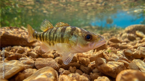 perch in the river under water