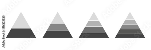 Set of pyramid inforgaphic. Gray template for diagram, presentation and pie chart. Vector illustration