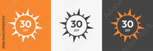 SPF 30 sun protection. Resistant Sunblock icons. Vector illustration