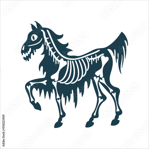 Skeletal Horse Silhouette: Wild Hunt Omen Vector