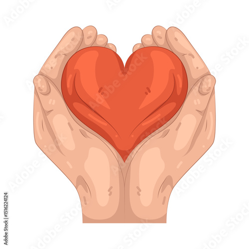 Illustration of heart on hand 