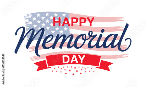 Patriotic Happy Memorial Day Design with American Flag and Stars Perfect for Social Media Posts and Event Invitations 