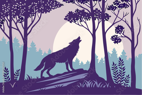 Forest silhouette in the shape of a wild animal wild