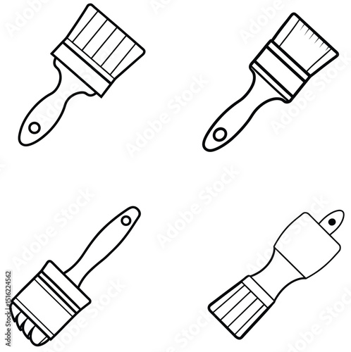 Paint brush tool elements icon set 
