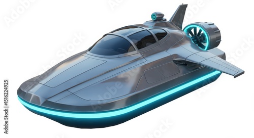 Futuristic Hovercraft: A Sleek, Silver Design