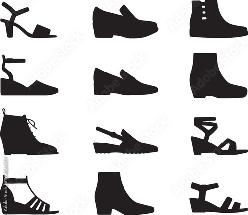 Stylish footwear collection diverse shoe styles