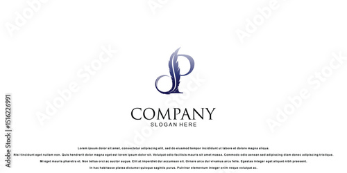 Creative feather logo combined with letters from A to Z premium vector