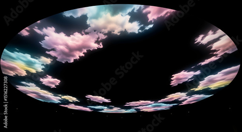 Celestial Canopy Colorful Clouds Framing a Dark Sky Ethereal Dreamscape