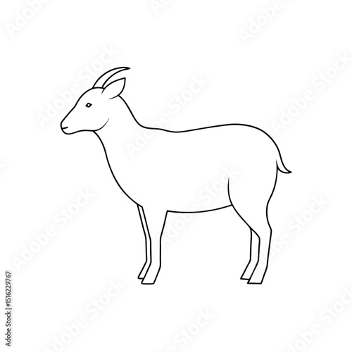 Himalayan Tahr on White Background Mountain Goat Illustration