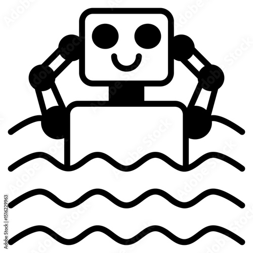 Swimming Robot icon with mixed style and pixel perfect base. Suitable for website design, logo, app and UI. Based on the size of the icon in general, so it can be reduced.