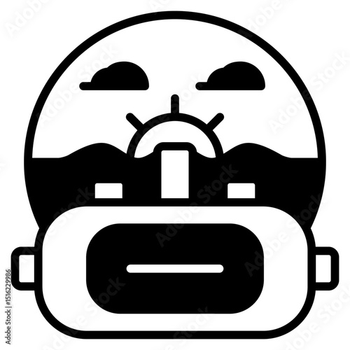 Virtual Reality Beach icon with mixed style and pixel perfect base. Suitable for website design, logo, app and UI. Based on the size of the icon in general, so it can be reduced.
