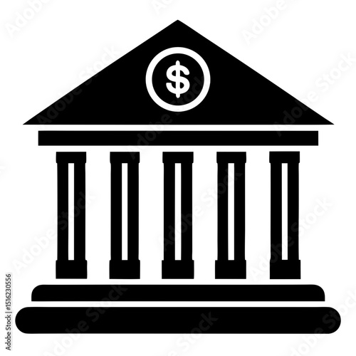  banking-concept education. Financial Institution Icon Bank Building with Dollar Symbol - Vector Illustration