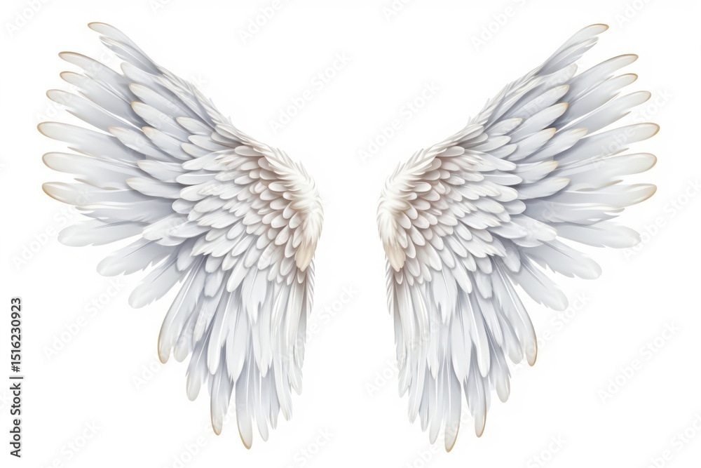 Obraz premium Angel wings white bird white background.