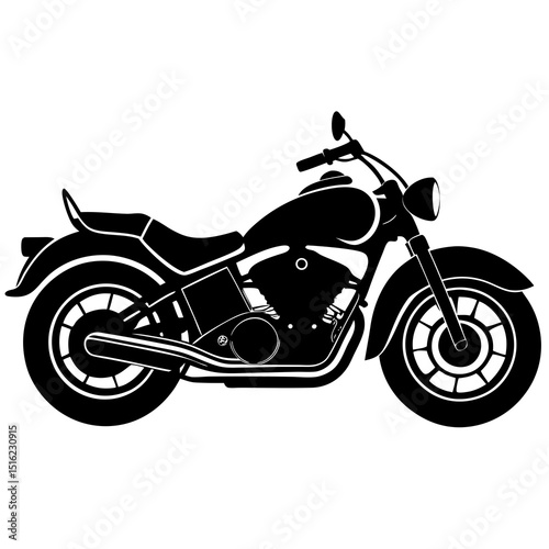  vulcan-900.Classic Motorcycle Silhouette A Bold Black and White Illustration of a Cruiser Bike