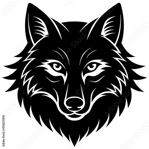  wolf face .Majestic Wolf Head Illustration Black and White Vector Graphic