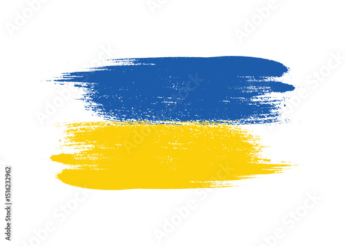 Paint Brush Ukraine flag png white background watercolor. Artistic Ukraine flag Ink drawing grunge texture. 