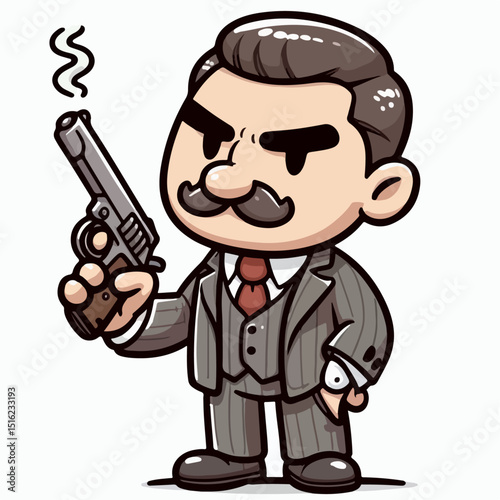cartoon vector illustration of a mafia