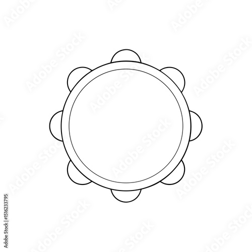Toy Tambourine on White Background Kids Musical Instrument