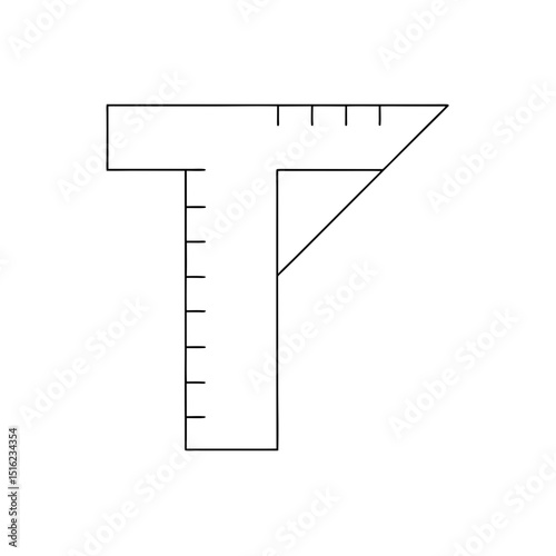 T-Square Tool for Engineer on White Background Drafting Equipment