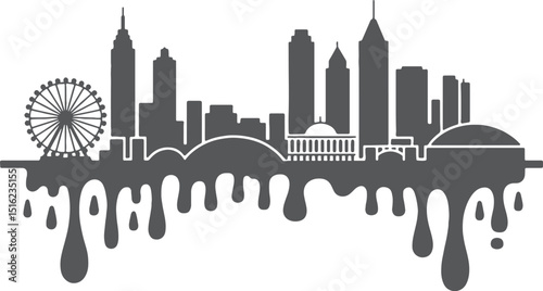 Atlanta city skyline melting drip design
