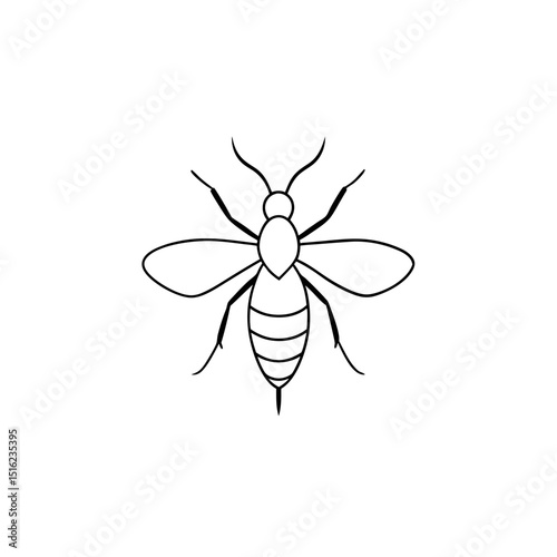 Wasp Illustration on White Background: Flying Insect Graphic