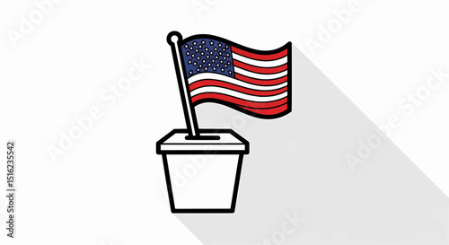 American Election Voting Ballot Box with US Flag Illustration