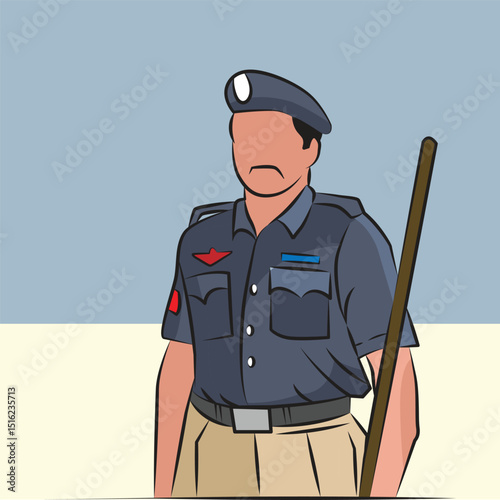 Police man pakistan with stick