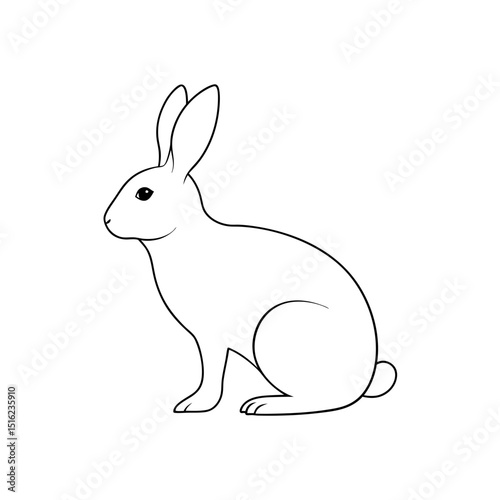White-Sided Jackrabbit on White Background: Wild Hare Illustration